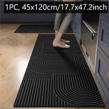 (Black, 45x120cm/17.7x47.2inch) Dining Room Absorbent Foot Pad - Simple Striped Kitchen Mat - Long Strip Mud Floor