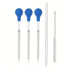 5-Teiliges Set Glaspipetten mit Tropfverschluss (10 Ml) Inklusive Rührstab, Reinigungsbürste, Gummibirne und Reinigungsbürste