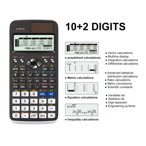 Calculadora científica FX-991EX, 552 funciones, calculadora funcional C 2