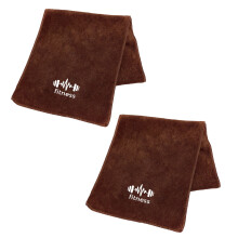 2-delige polyester katoenen handdoek voor sport,-Koffie kleur