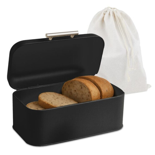 Brotkasten mit Deckel und Beutel - Metall, Retro-Design