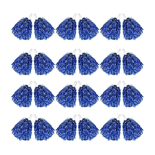 Plastic Handheld Fluffier Cheerleader Pompoms with Mini-Blue