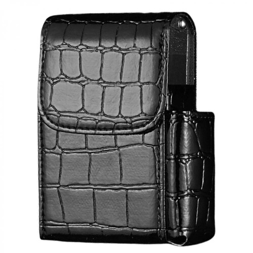 PU leather cigarette case, cigarette lighter holder, pocket cigarette case, smoker-friendly, black