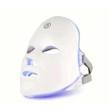 Maschera viso a LED per terapia della luce, 7 colori, ringiovanimento della pelle, trattamento viso anti-età, colore bianco