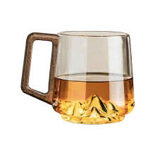 Retro Mountain Landscape Glass Mugs With Walnuts Wood Handle-12