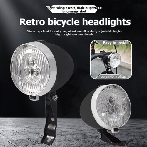 3 LED Retro Bicycle Headlight Flashlight 3 Light Modes Front Light Vintage MTB Cycling Accessories 2