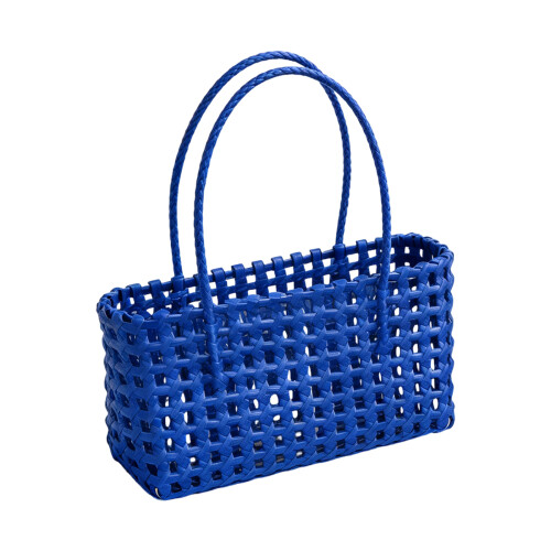 Trendige Handtasche mit Netzmuster, PVC-Konstruktion,-Blau