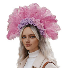 Elegant Feathered Crowns Hairband NonSlip Design-Light Purple