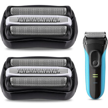 2-pakning 32B Series 3 reservehode for elektrisk barbermaskin, kompatibel med Braun elektriske barbermaskiner