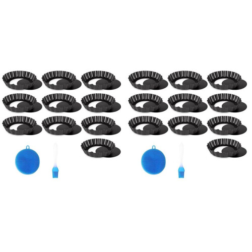 20X Assadeira para Tortas, Assadeiras para Tortas de 4 Polegadas, Forma Antiaderente Removível de Fundo Solto em Aço Carbono 4 Polegadas, Forma para