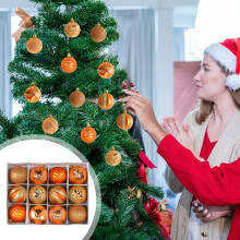 Christmas Ornament Ball - Plastic, Orange, 6 cm