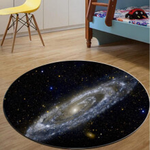 Earth and Moon Round Rug for Kids Bedroom, 48" Nonslip