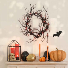 17" černý LED halloweenský věnec na vchodové dveře
