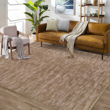 Harperlare solid machine washable area rug brown 5' x 7'
