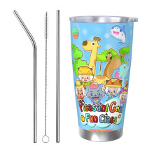 Gobelet isotherme Pleasant Goat And Big Big Wolf de 590 ml (20 oz), en acier inoxydable, avec couvercle, idéal pour les voyages et les activités de