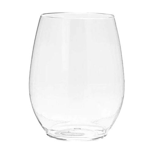 Stemless Clear Plastic Wine Goblets 12 oz Pack of 6