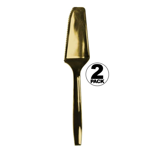 Gold Plastic Cake Server Set of 2