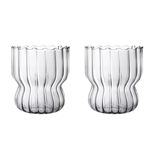 Mug à café en verre à rayures verticales, 35 cl