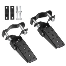 Pedana per moto con morsetto di fissaggio, in lega di alluminio lavorata a CNC, con design pieghevole e finiture anodizzate, alta precisione.