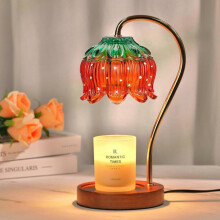 Aquecedor de velas em vidro cor morango com temporizador e luz regulável – uma ótima ideia para presente.