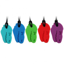 Colar Sensorial para Mastigar - 5 Brinquedos de Silicone em Formato de Dinossauro para Crianças e Adultos - Grau Alimentício