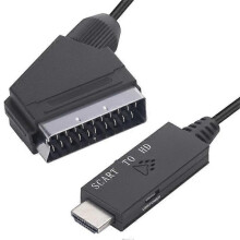 Conversor SCART para HDMI com entrada SCART e saída HDMI. Adaptador de vídeo e áudio compatível com HDTV e DVD.