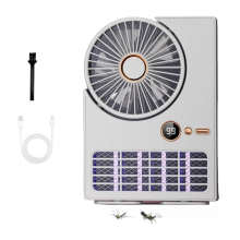 (Branco) Ventilador mata-mosquitos com lâmpada, armadilha UV 2 em 1, bateria de 3000mAh, 5 velocidades de vento, operação silenciosa