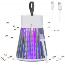 (Cinza) Mata-insetos recarregável para casa e camping - Mata-mosquitos com grade de segurança, armadilha para moscas sem fio com luz roxa, c