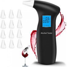 Testador de álcool, medidor de álcool preciso para uso policial, testador de álcool profissional com 12 bicos e tela LCD.