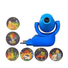 Proiector LED (albastru) cu stele, lună și animale, cu 6 imagini, senzor, priză UE, lumină de noapte pentru camera copiilor, camera bebel