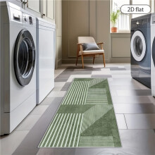 (50x120cm/19.6x47.2in) 2D Flat 1pc Green Nordic Geometry Hotel Welcome Carpet | Fashionable Cafe Corridor Long