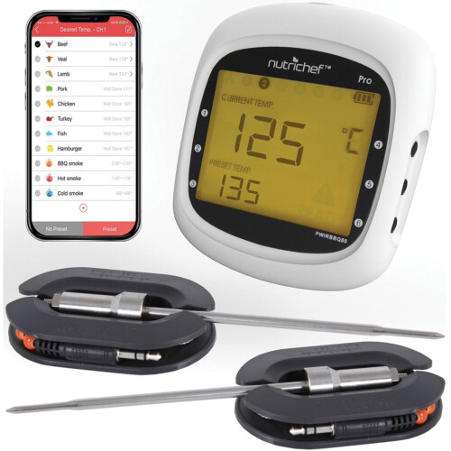 NutriChef Bluetooth BBQ Thermometer PWIRBBQ80 White Black 1