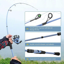 1.82m Carbon Straight Fishing Rod and 5.2:1 Reel Combo Kit with Fishing Hooks and Lures Kit