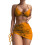 Damen-Bikini-Set, 3-teiliger Badeanzug mit Überrock,-Orange L 1