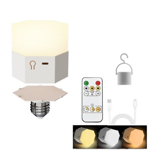 LED Rechargeable Light Bulbs with Remote Battery Operated Light Bulb  Three Color Changing Bulb with Hook 1