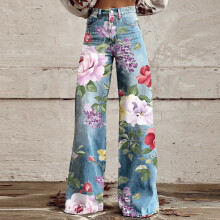 Women's Printed High-Waist Casual Pants