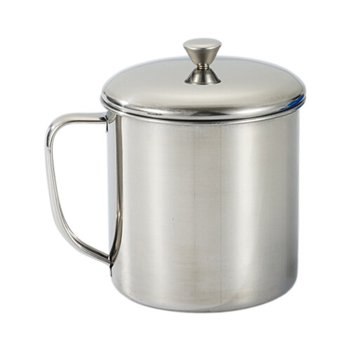 Kaffemugg i rostfritt stål med lock och handtag