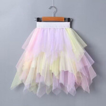 Mädchen Tüllrock, langes Netz-Tutu, unregelmäßiger Gaze-Regenbogen