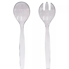 Set di cucchiaio e forchetta da portata in plastica trasparente da 25 cm (10 pollici) – 3 pezzi per tipo