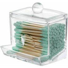 Porta cotton fioc trasparente con dispenser