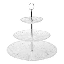 3-poschodový štvorcový stojan na tortu strieborný, PP 15/25/35 cm