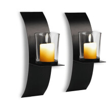 Nástenná lampa TUOKE z čiernej železnej ocele so skleneným hrnčekom (pár)