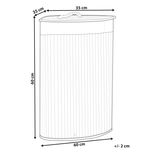 Beliani Laundry Basket MATARA Bamboo Light Grey 57 L 2
