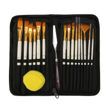 Kunstenaarskwastenset met spons en spatel, waterbestendige coating voor langdurig gebruik, inclusief opbergtas en paletmes voor beginners.