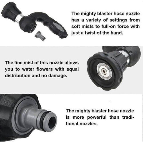 Ακροφύσιο ψεκασμού λάστιχου κήπου Mighty Power Hose Blaster Nozzle Ρυθμιζόμενος 1