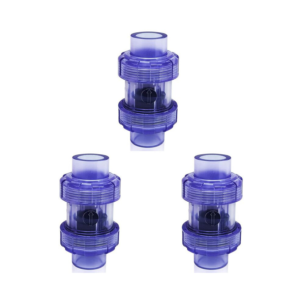 3X Check Valve 3/4 Inch True Union Check Valve Transparent Upvc Check Valve Pipeline Check Valve One-Way Valve 4712151091764