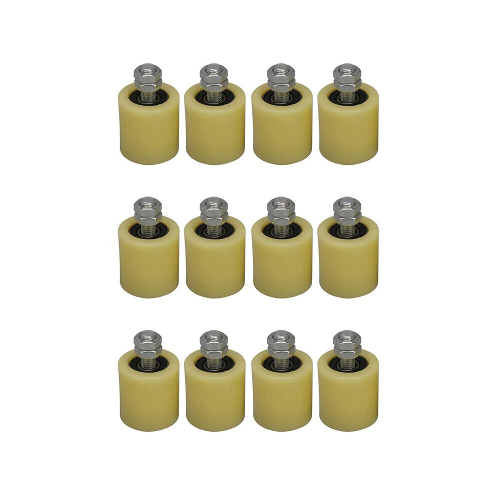 12Pcs 48X50mm Yellow Silver Nylon Steel Flat Roller Bearing Guiding Wheel 6201 M12 Screw For Electric Door Sliding Gate 6031070690291