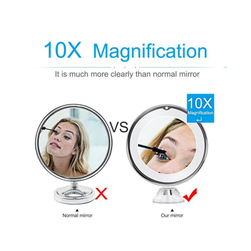 Makeup mirror, 10x magnification, USB illuminated, daylight and white LED light 2