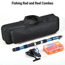 Fishing Rod and Reel Combos Telescopic Fishing Rods Spinning Reels Lures Set with Carry Bag