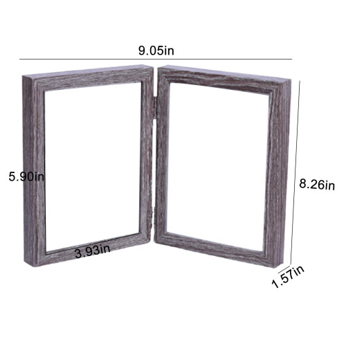 Wooden Double-Folding Photo Frame – Dark Grey, 23x21cm 2